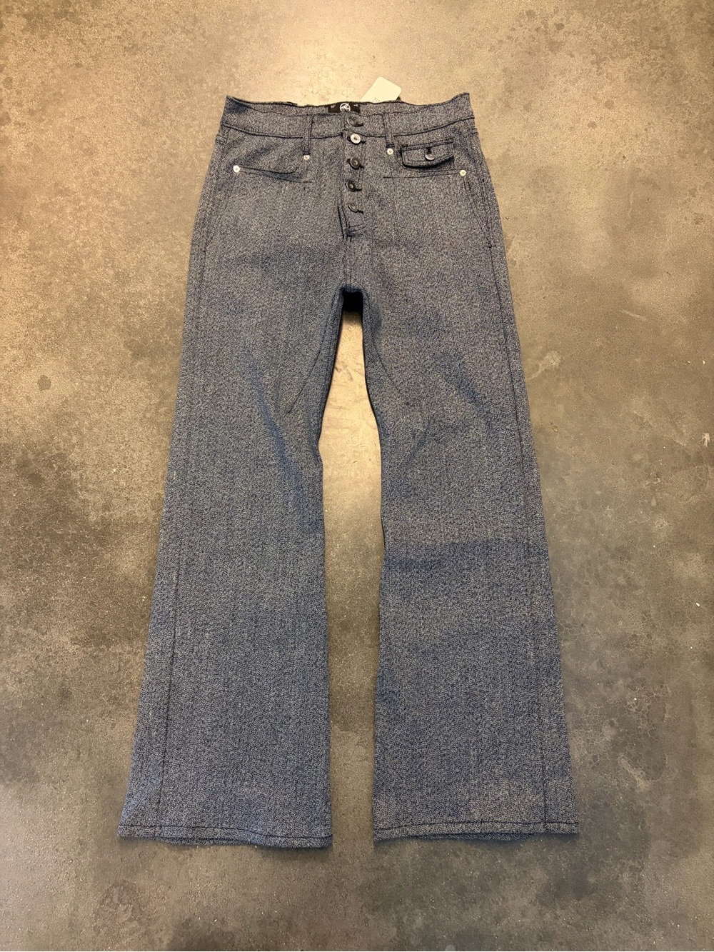 RBD Studios Bootcut Selvedge Denim Blue Button-Fly Wide Leg Jeans